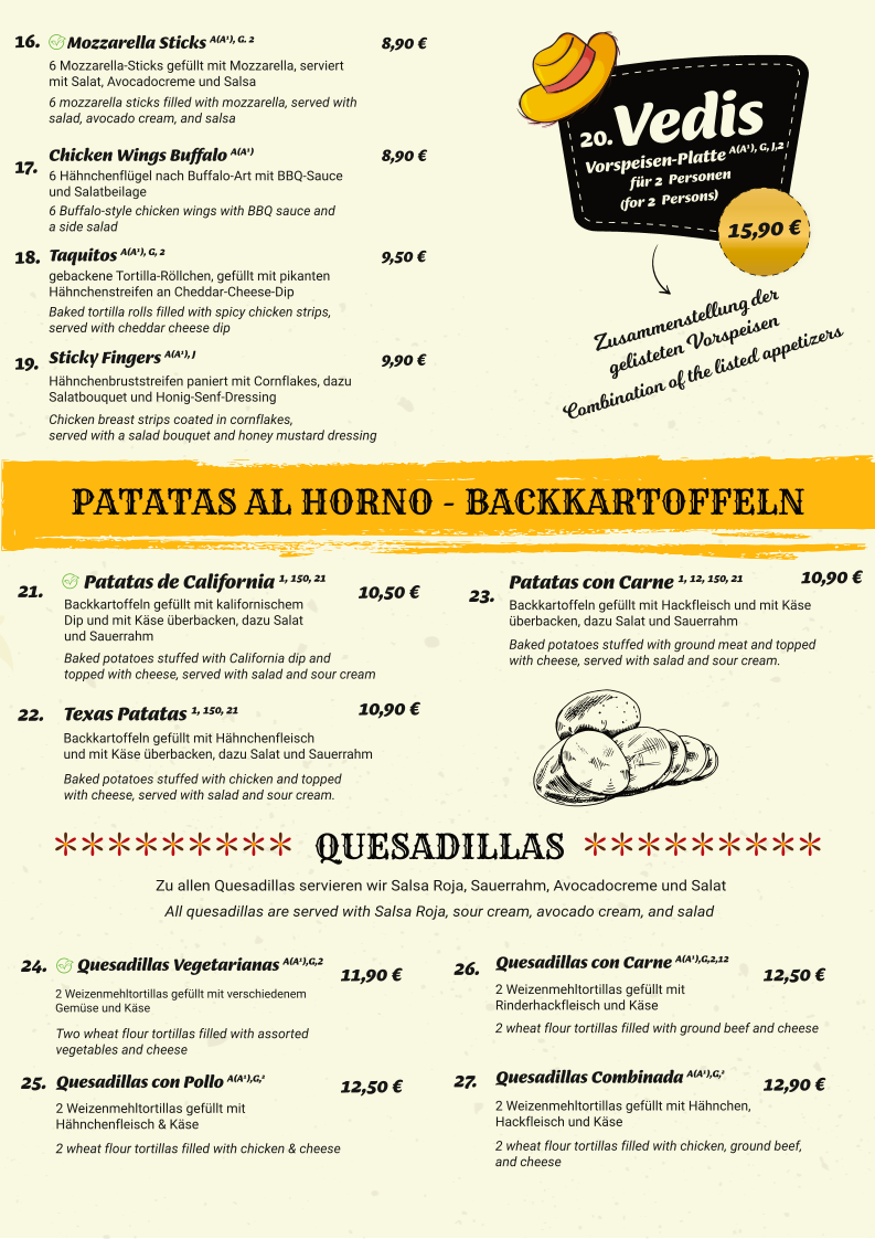 Vedis Mexican Restaurant Photo Menu 8