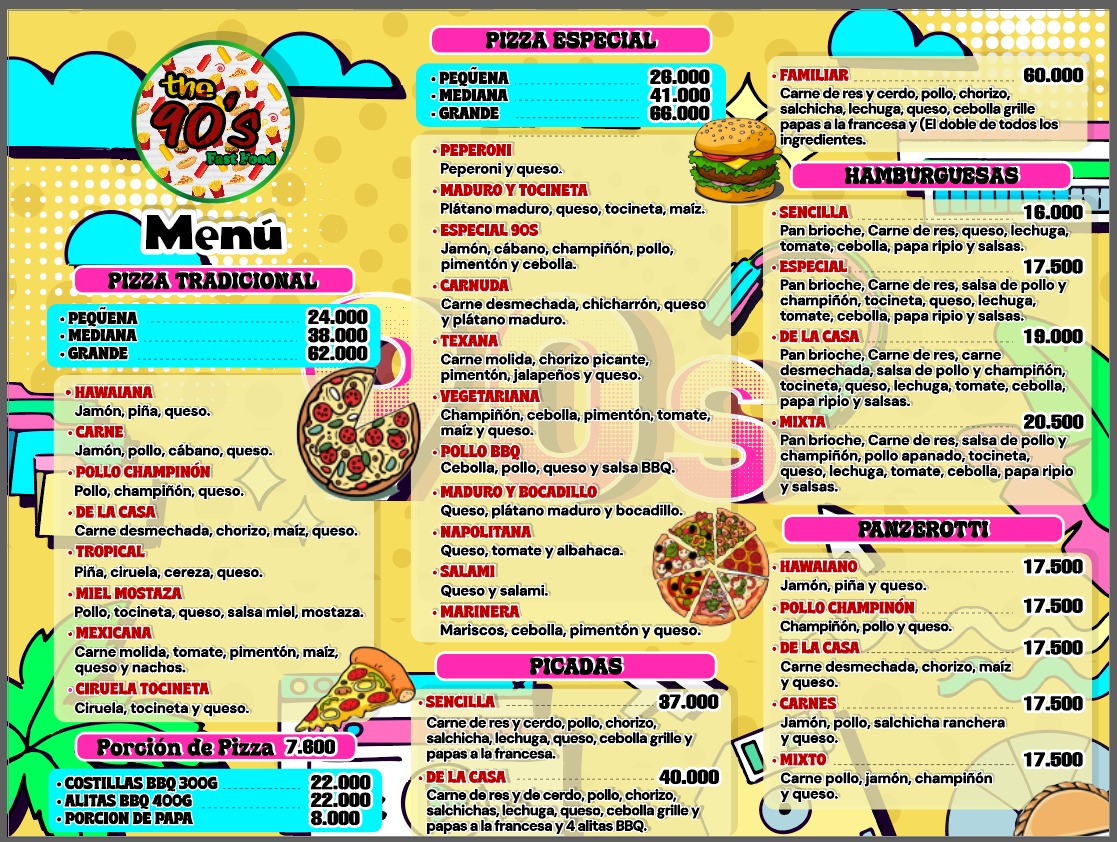 The 90s Pizza Photo Menu 2