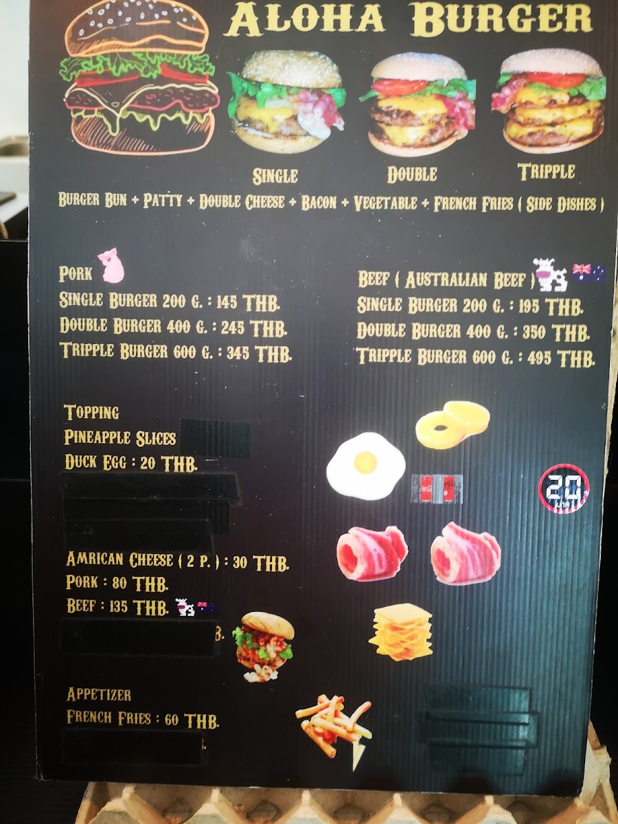 Aloha Burger Hua Hin Photo Menu 7