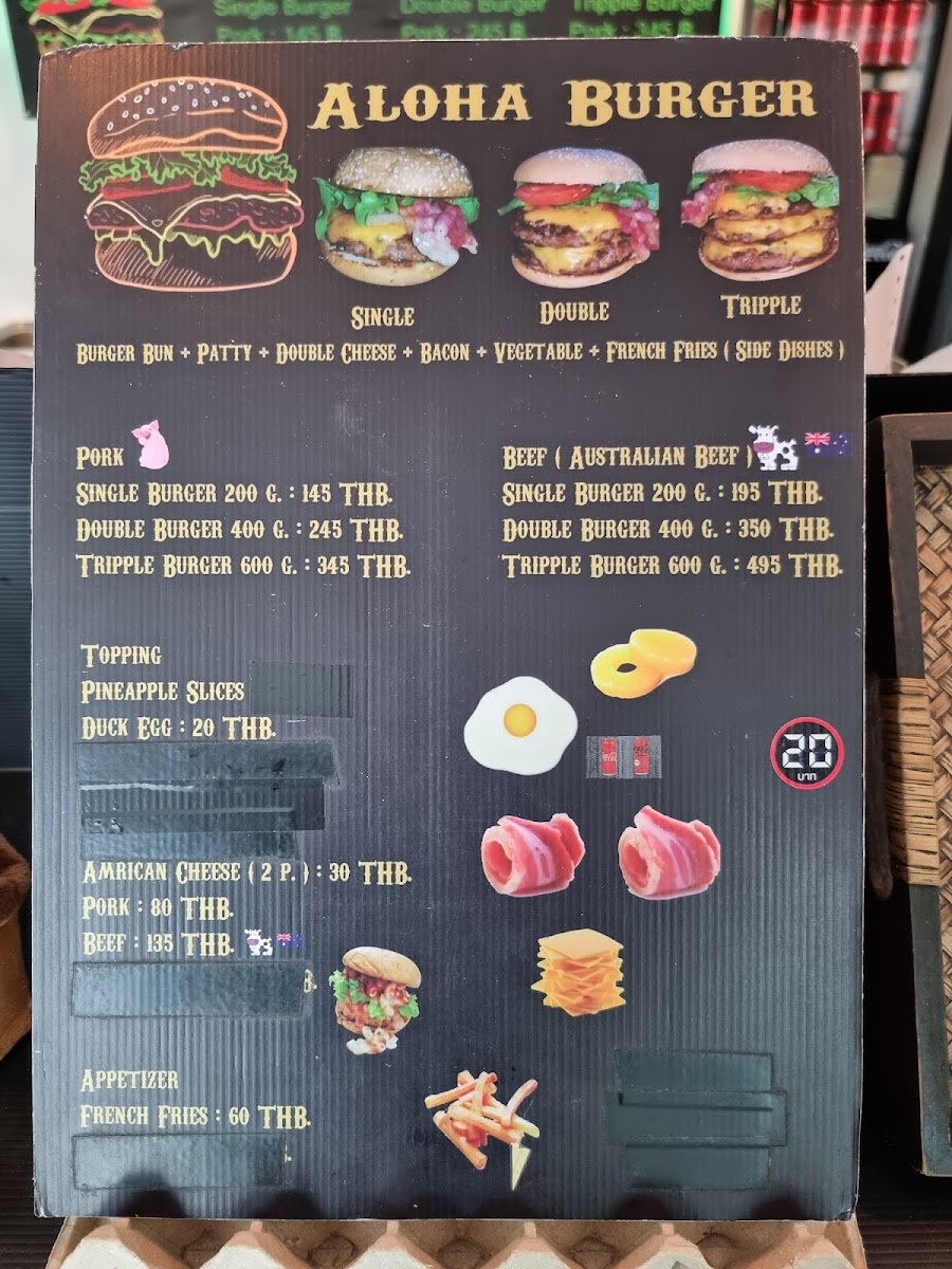 Aloha Burger Hua Hin Photo Menu 9