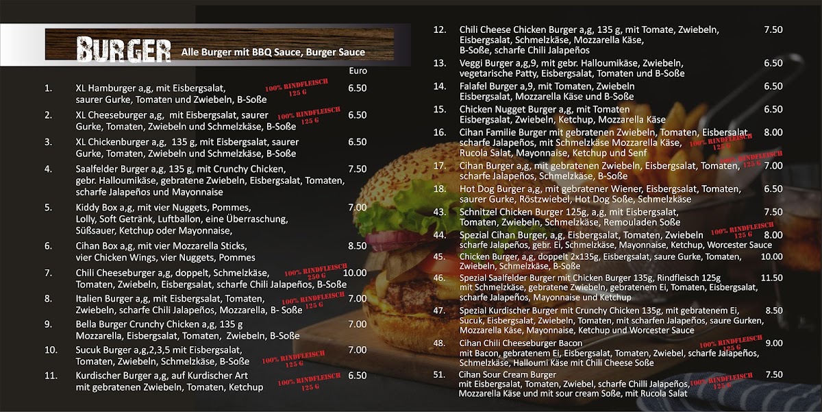 Cihan Burger Grill Saalfeld Photo Menu 1