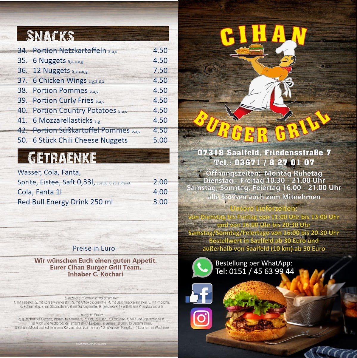 Cihan Burger Grill Saalfeld Photo Menu 3