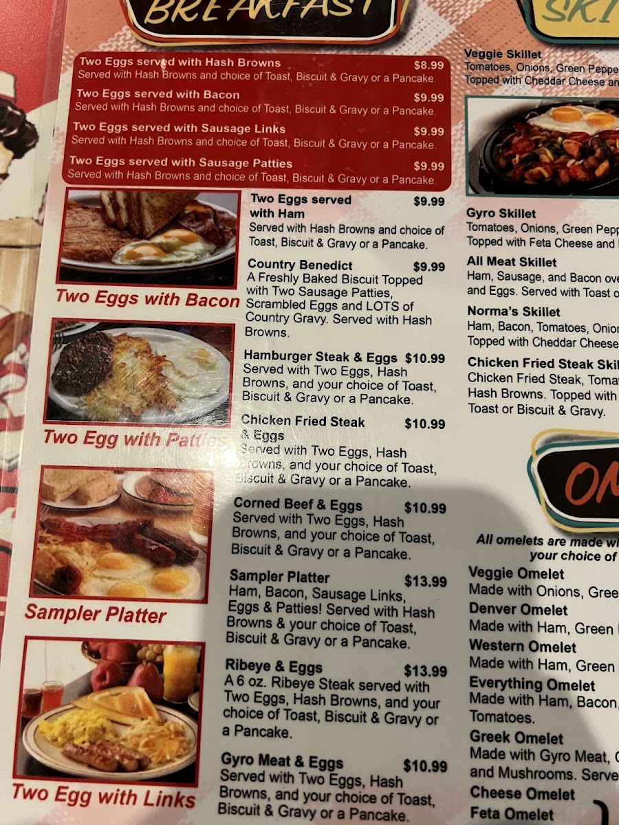 Norma's Diner Photo Menu 1