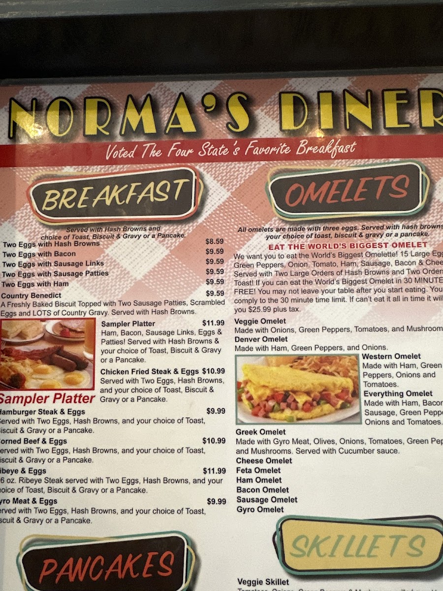 Norma's Diner Photo Menu 3