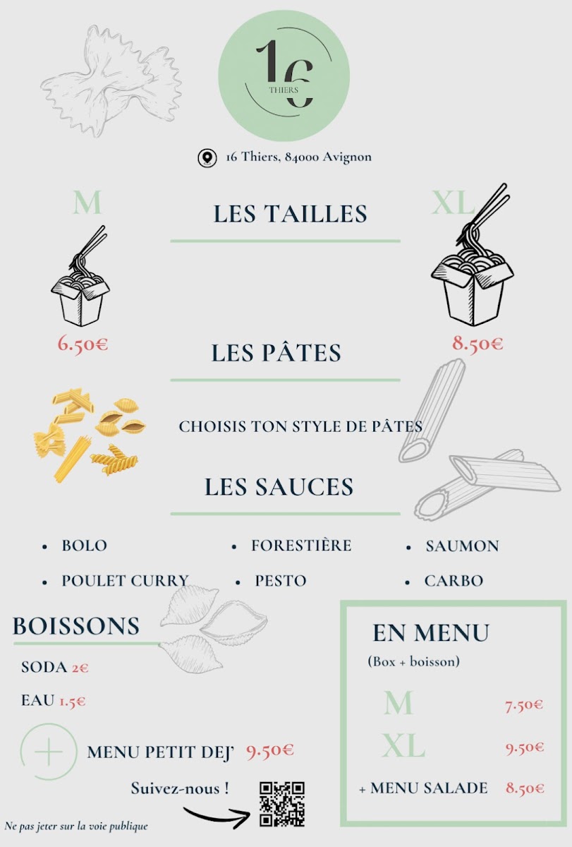 Le 16 Thiers Photo Menu 1