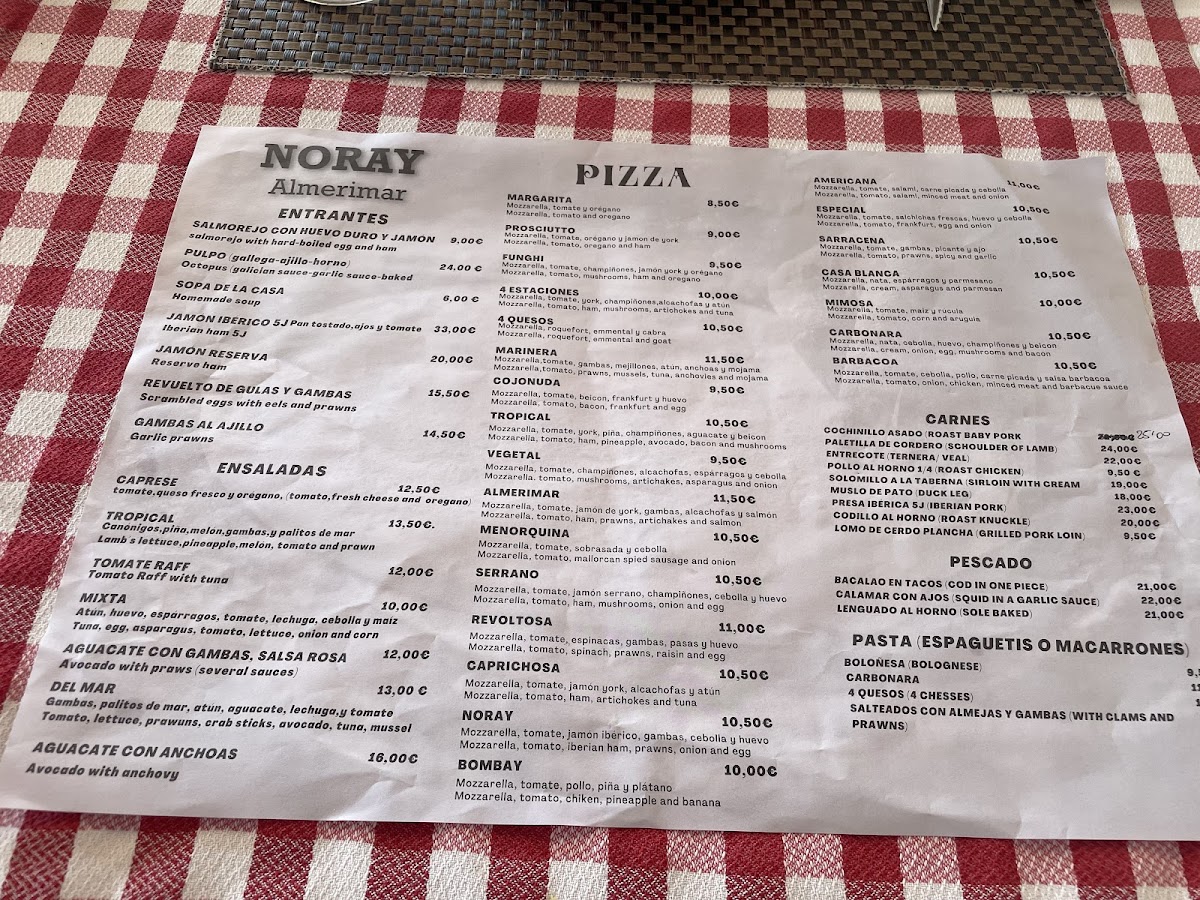 PIZZERÍA NORAY ALMERIMAR Photo Menu 1