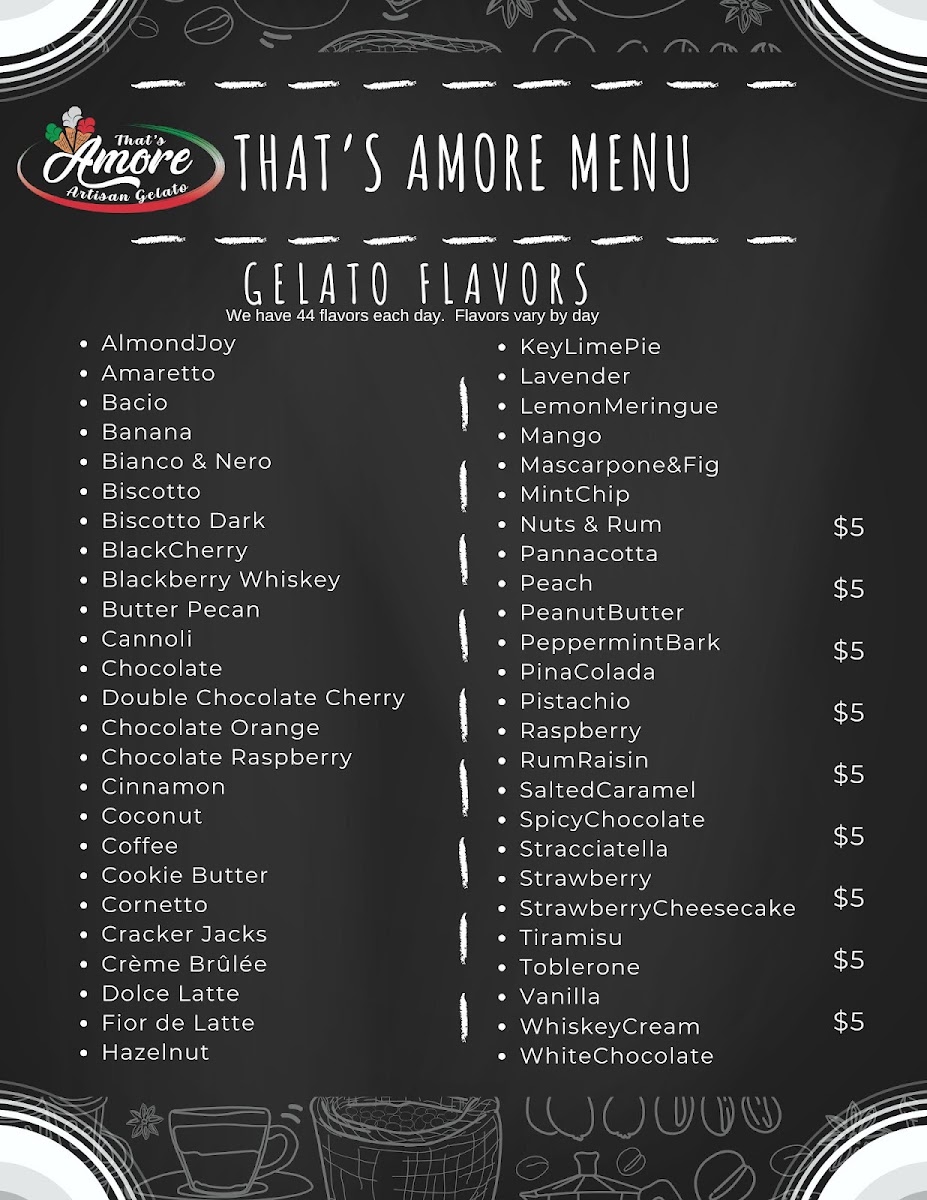 That's Amore Gelato Photo Menu 1