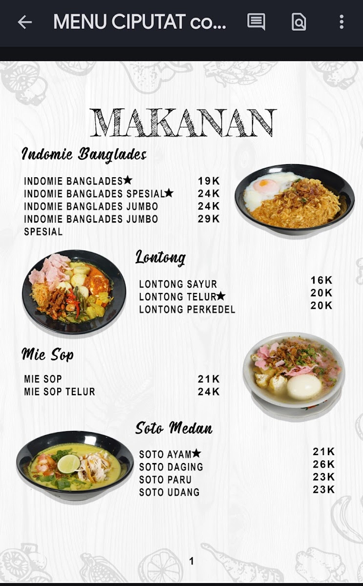 Warkop Medan di Jakarta Photo Menu 10