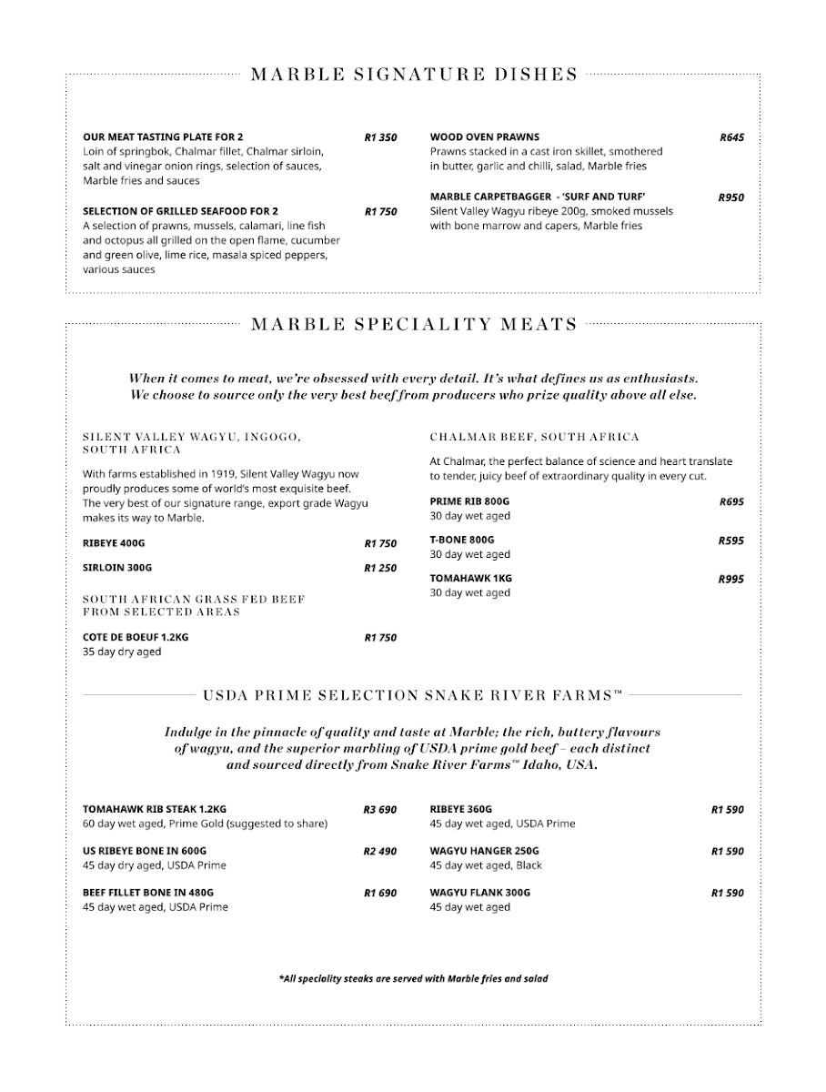 Marble Restaurant Photo Menu 3
