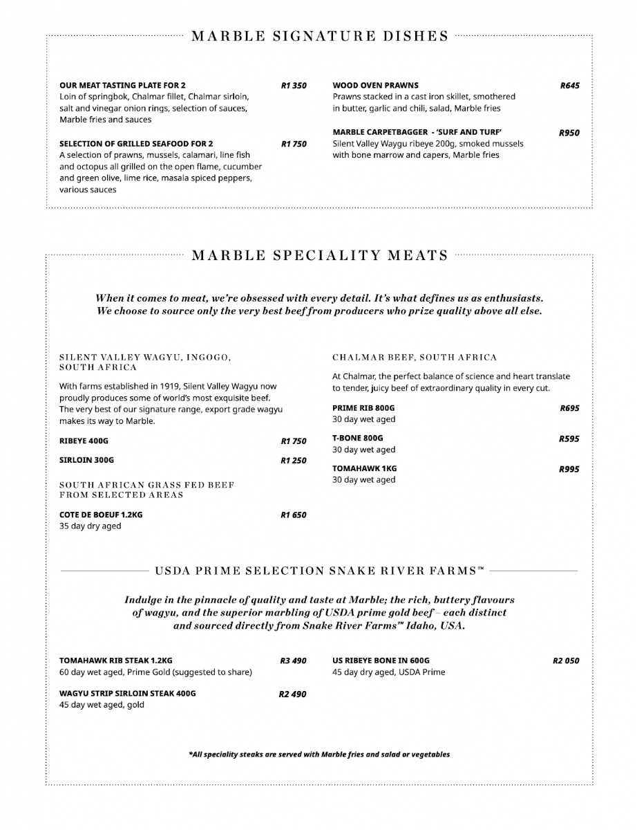 Marble Restaurant Photo Menu 4