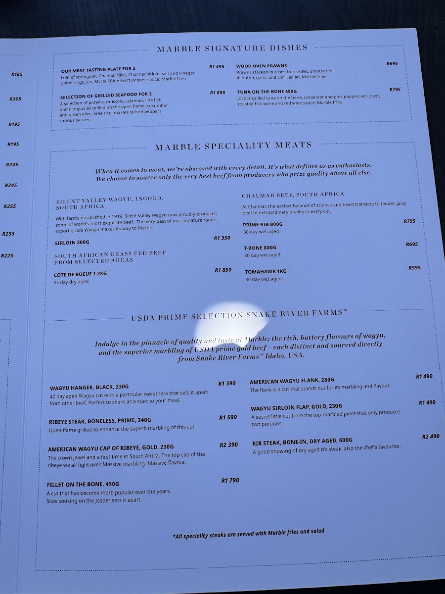 Marble Restaurant Photo Menu 5