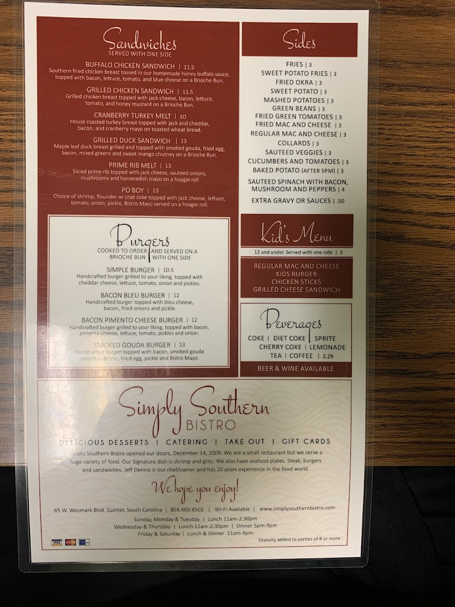 Simply Southern Bistro Photo Menu 10