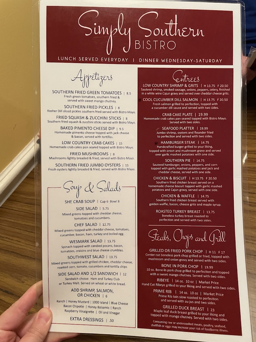 Simply Southern Bistro Photo Menu 7