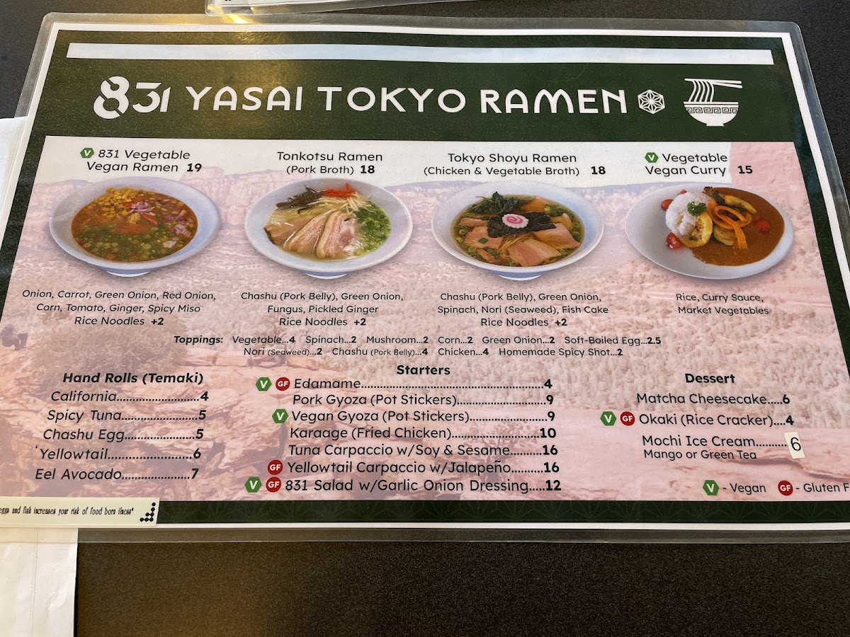 831 Yasai Tokyo Ramen Sedona Photo Menu 5