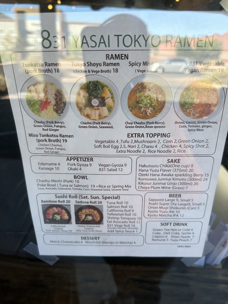 831 Yasai Tokyo Ramen Sedona Photo Menu 6