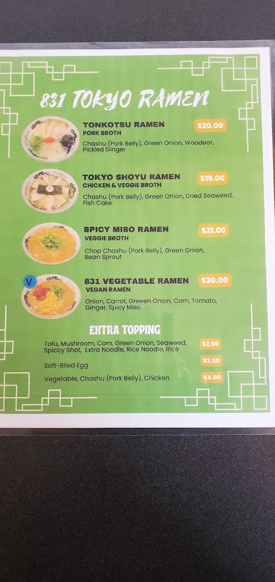 831 Yasai Tokyo Ramen Sedona Photo Menu 9