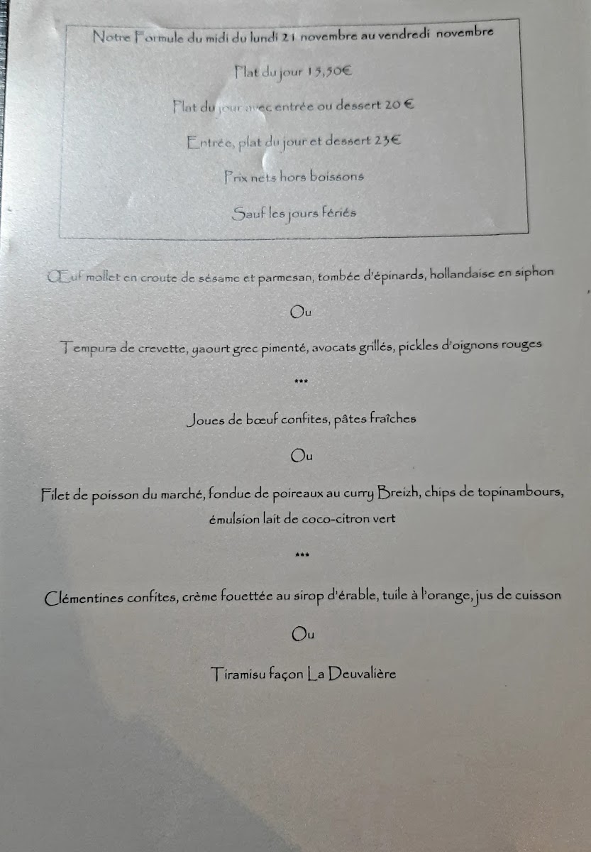LA DEUVALIERE Photo Menu 10