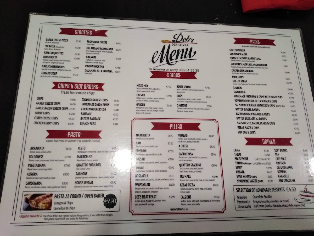 Deb's Pizzeria Photo Menu 1