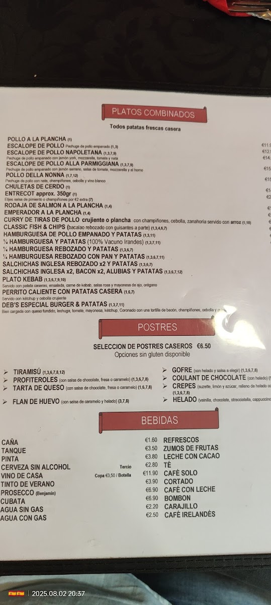 Deb's Pizzeria Photo Menu 2