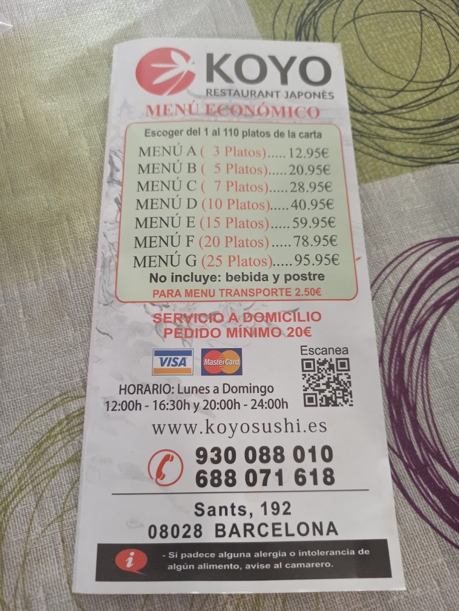 Koyo Sushi Sants Photo Menu 8