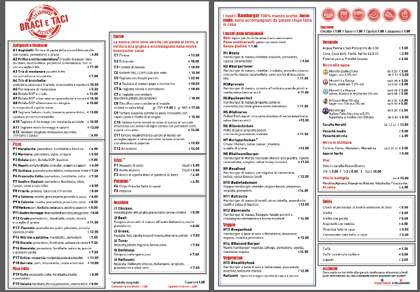 Braci e Taci - Steakhouse Pizzeria Photo Menu 1
