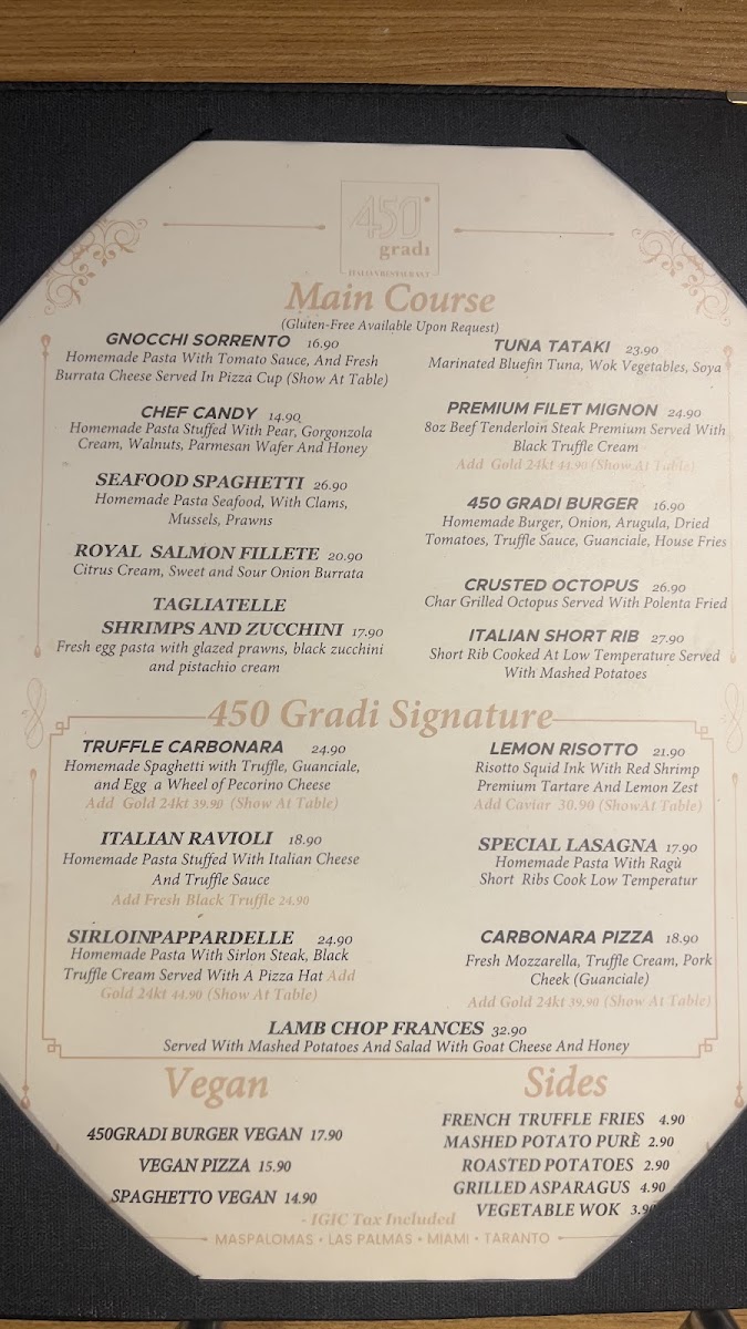 450 Gradi Photo Menu 1