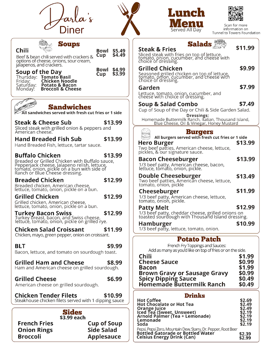 Darla's Diner Photo Menu 1