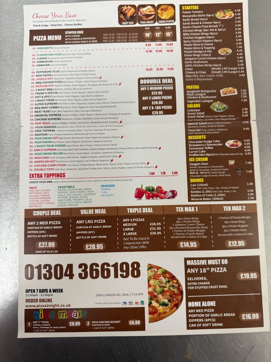 Pizza 2 Night Deal Kent Photo Menu 2