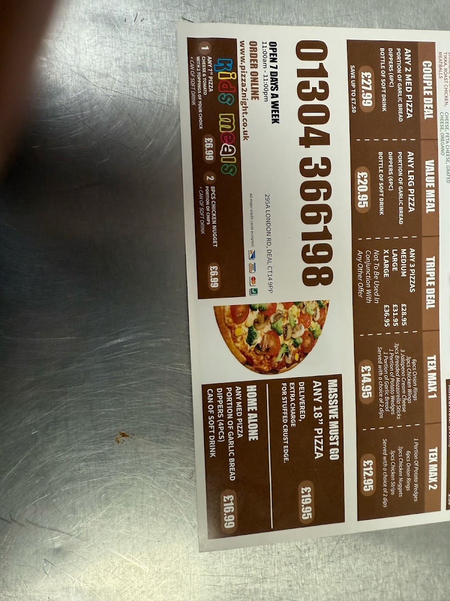 Pizza 2 Night Deal Kent Photo Menu 3