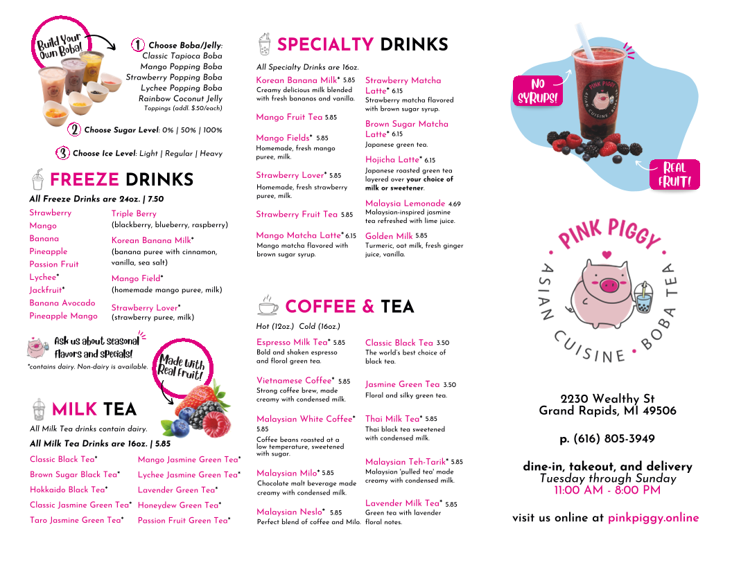 Pink Piggy Photo Menu 1