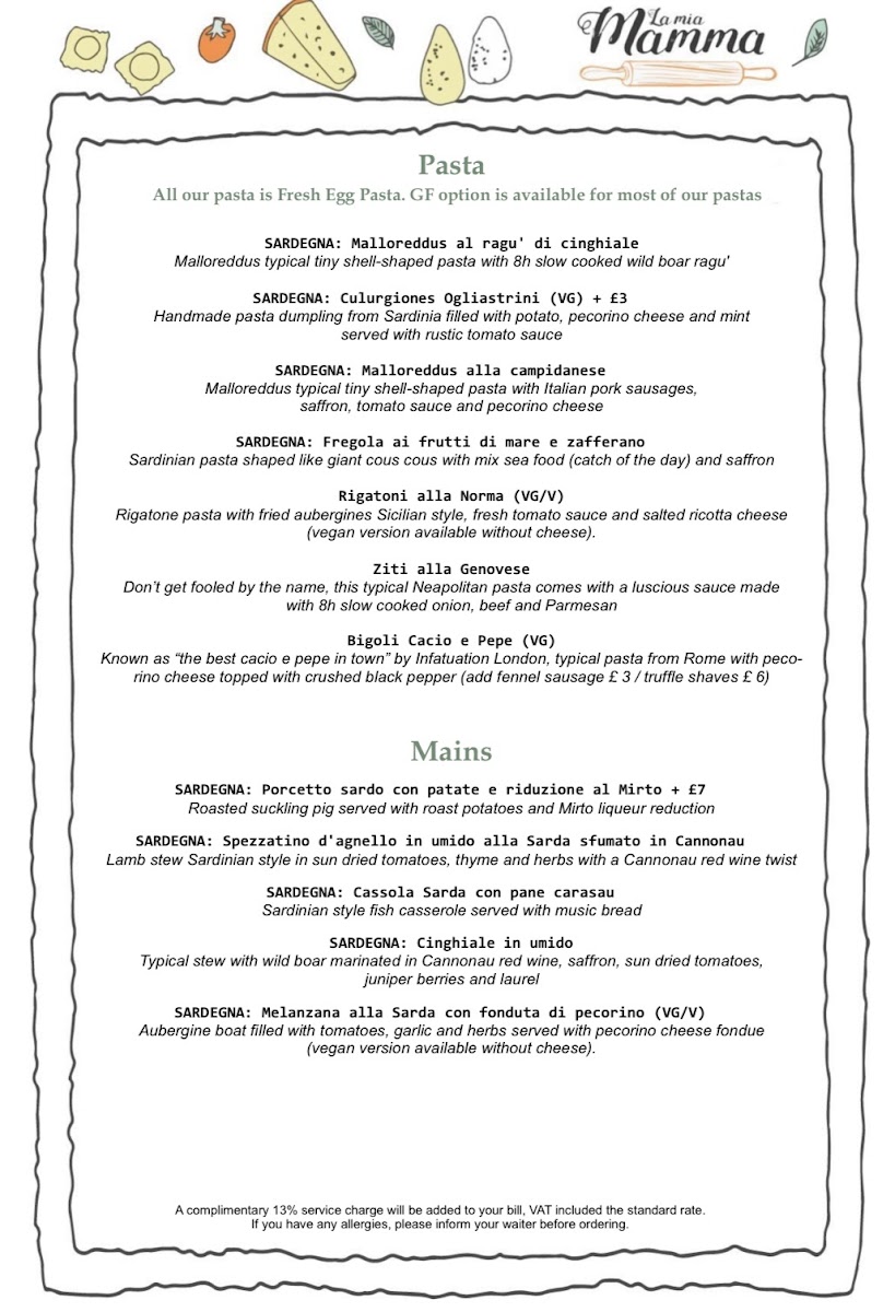 La Mia Mamma King's Road Photo Menu 2