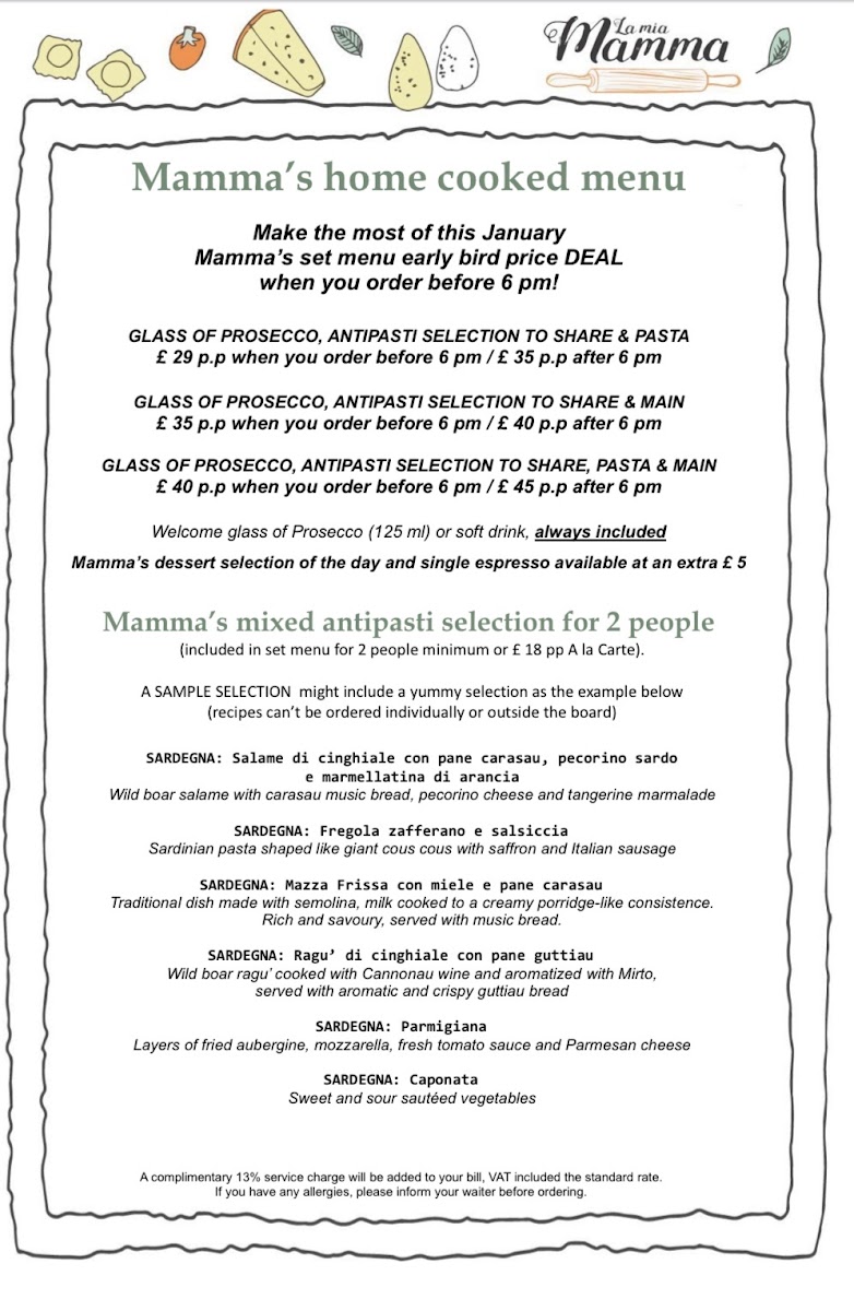 La Mia Mamma King's Road Photo Menu 3