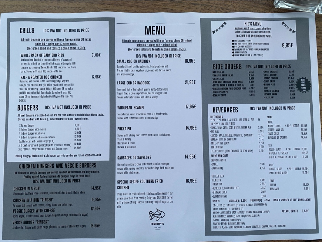 Peggotty’s Fish & Grills Photo Menu 1