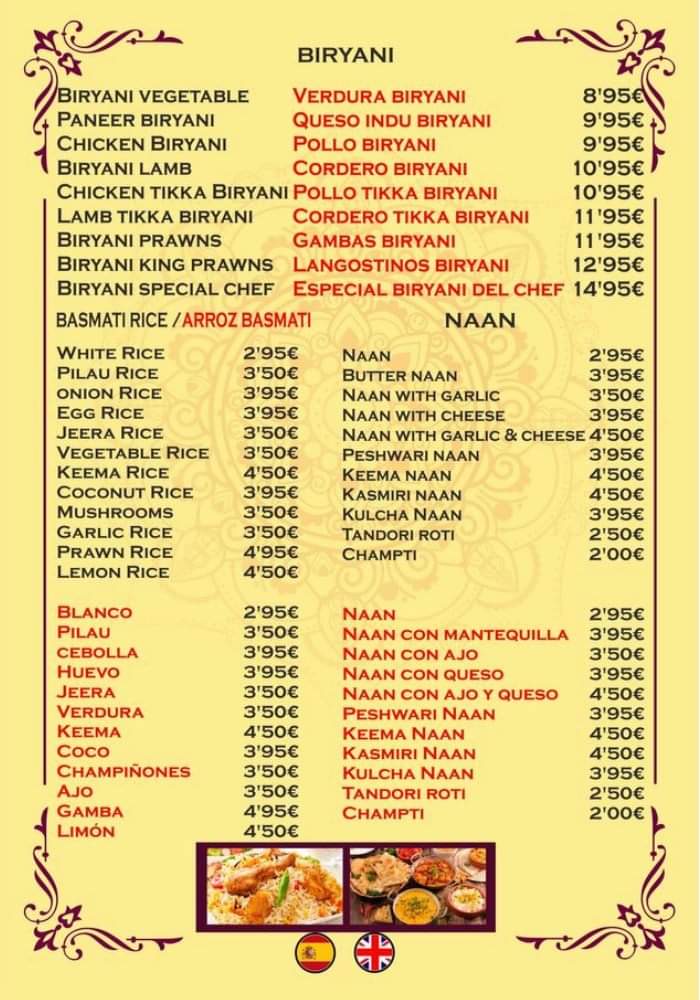 Indian 2020 restaurant Photo Menu 3