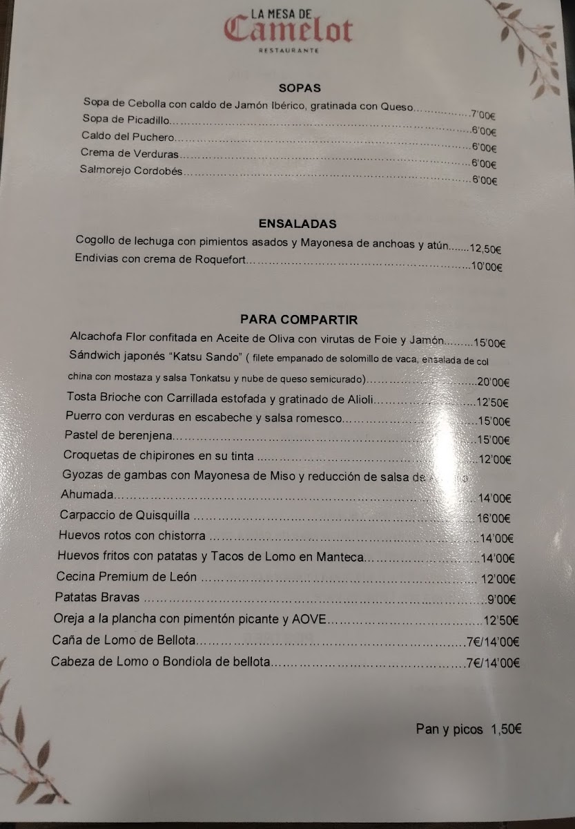 LA MESA DE CAMELOT Photo Menu 1
