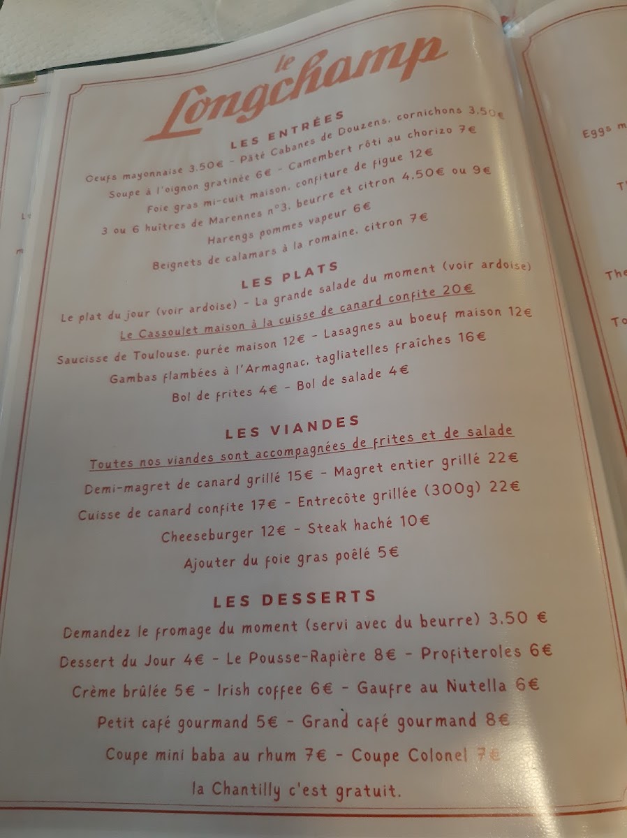 Restaurant Le Longchamp Photo Menu 7