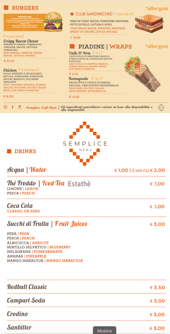 Semplice Café Photo Menu 3