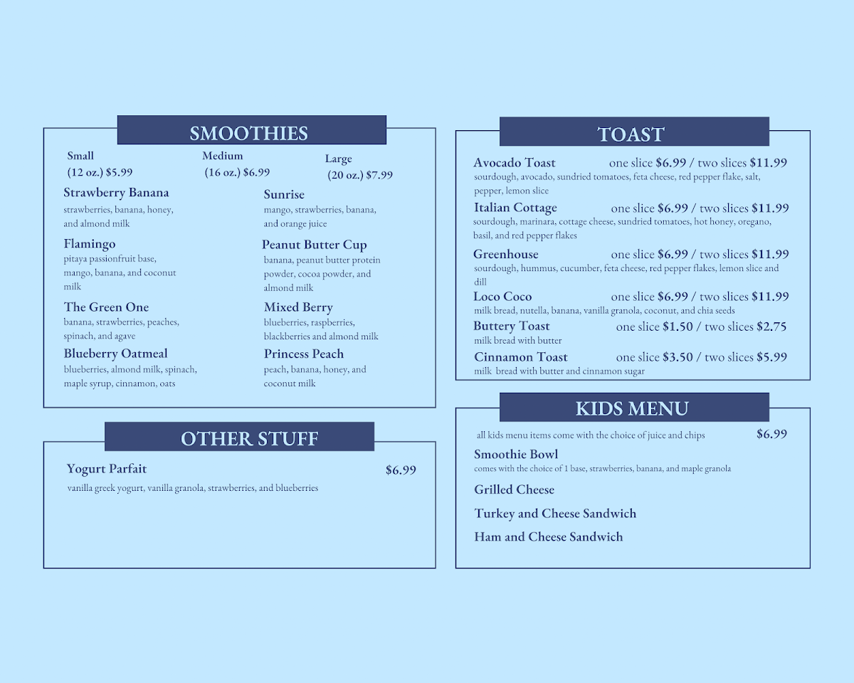 The Blue Dolphin Photo Menu 1