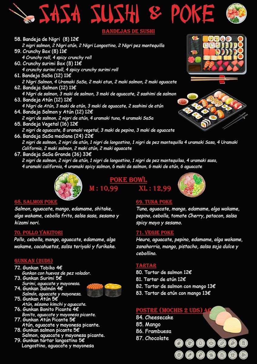 Sasa Sushi and Poke Photo Menu 1