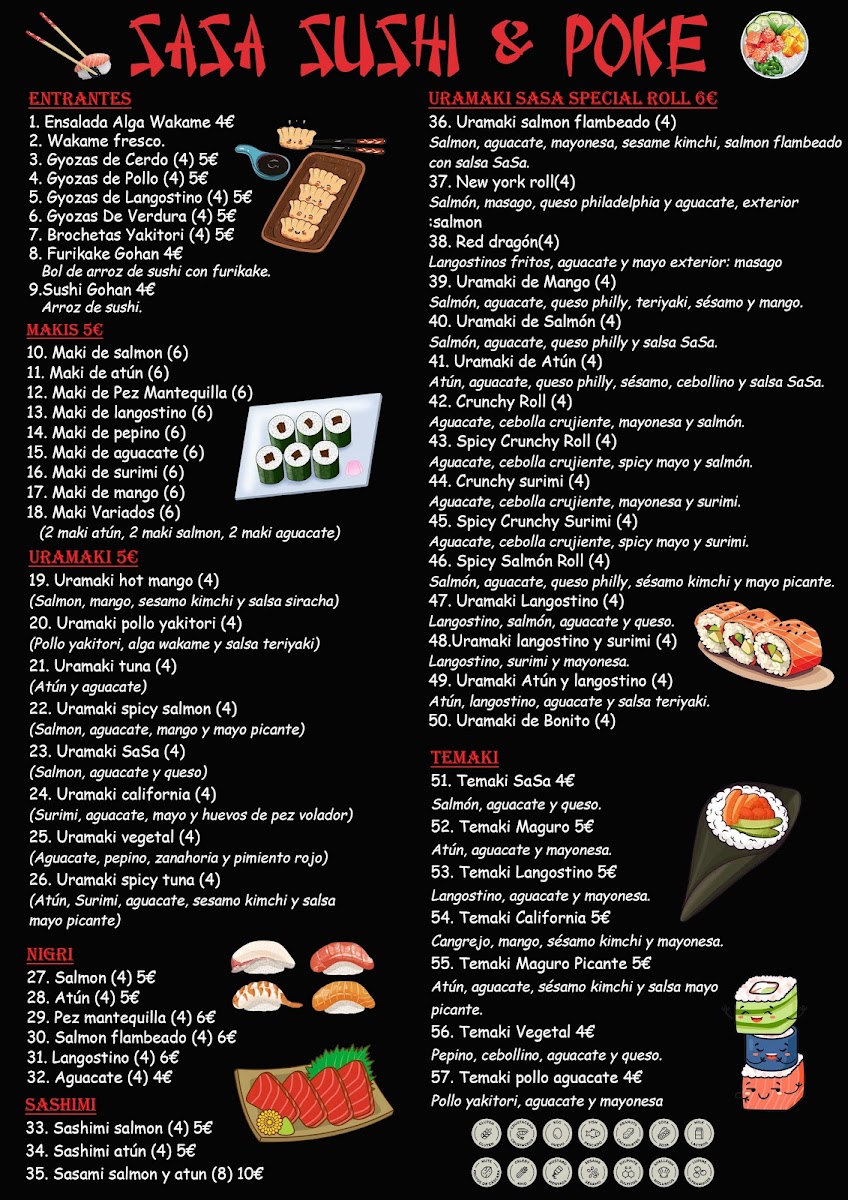 Sasa Sushi and Poke Photo Menu 2