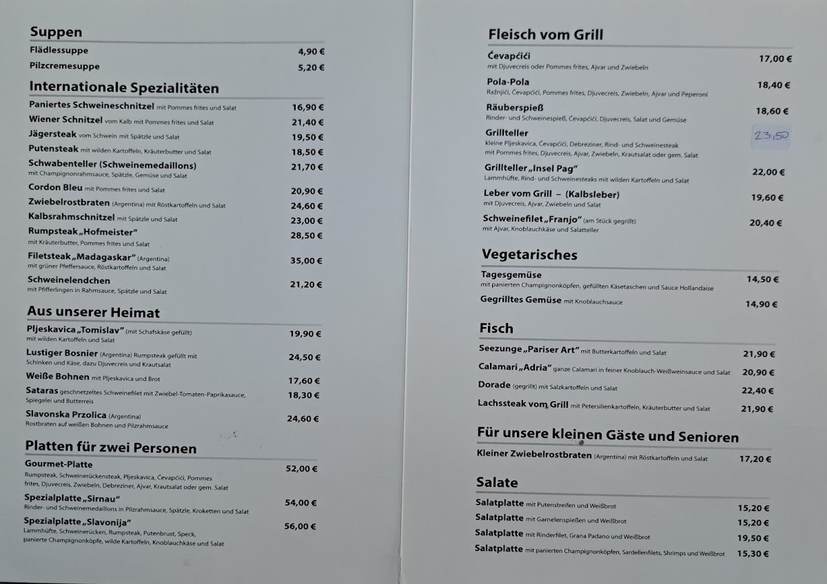 Sportheim Sirnau Photo Menu 2