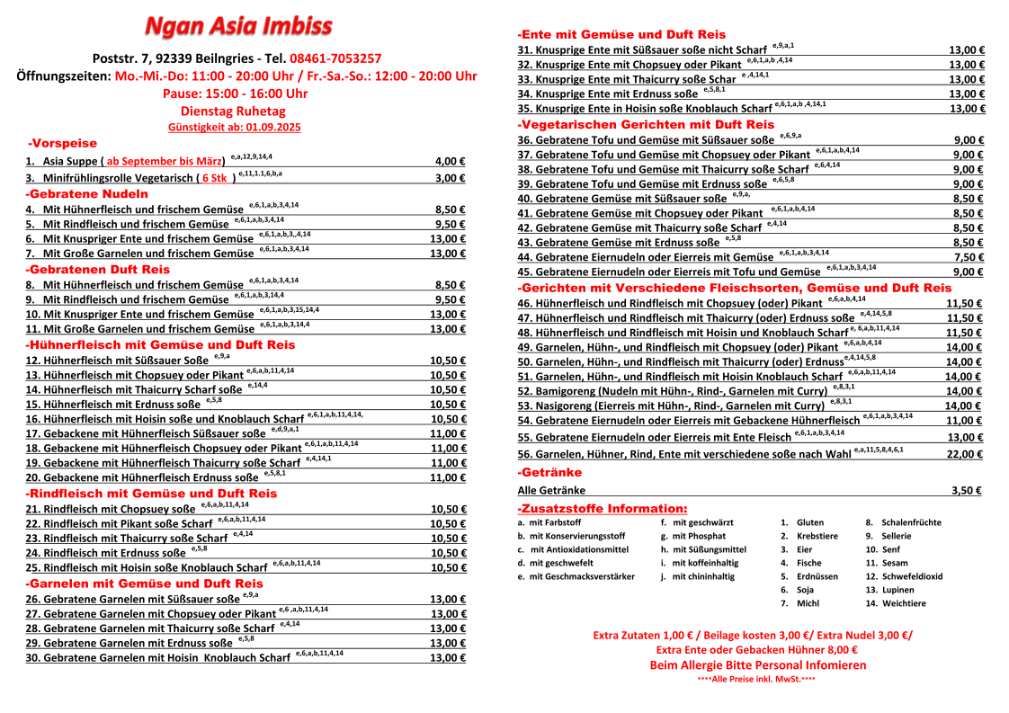 Ngan Asia Imbiss Photo Menu 1