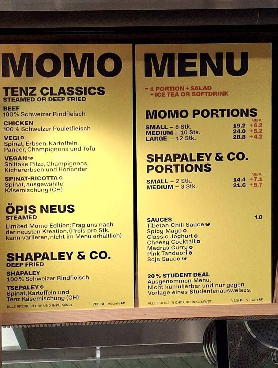 Tenz Momo Winterthur Bahnhof Photo Menu 1