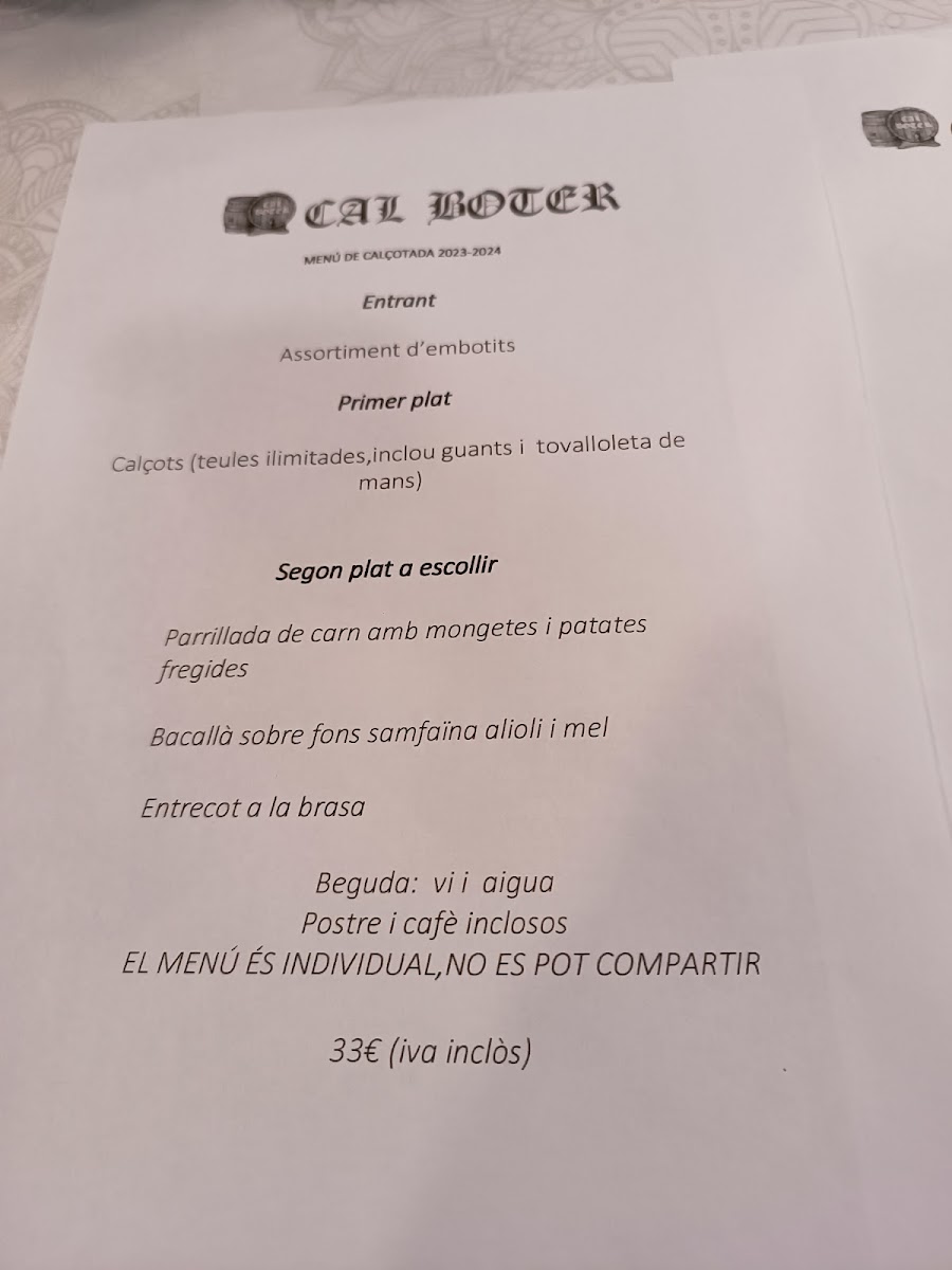 Cal Boter Photo Menu 2