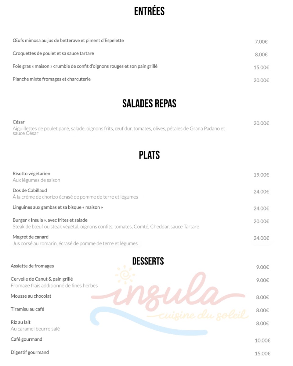 Insula Photo Menu 1