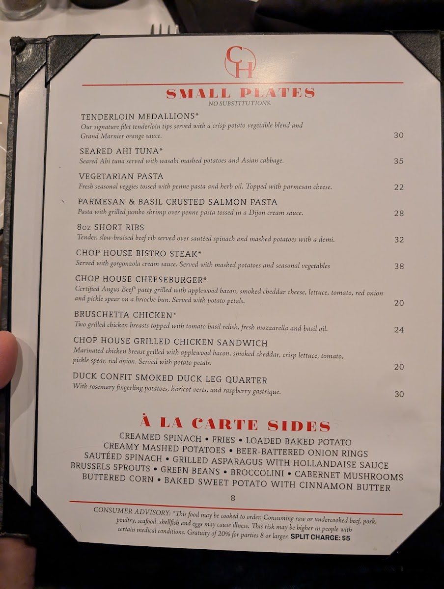 Chophouse Photo Menu 1