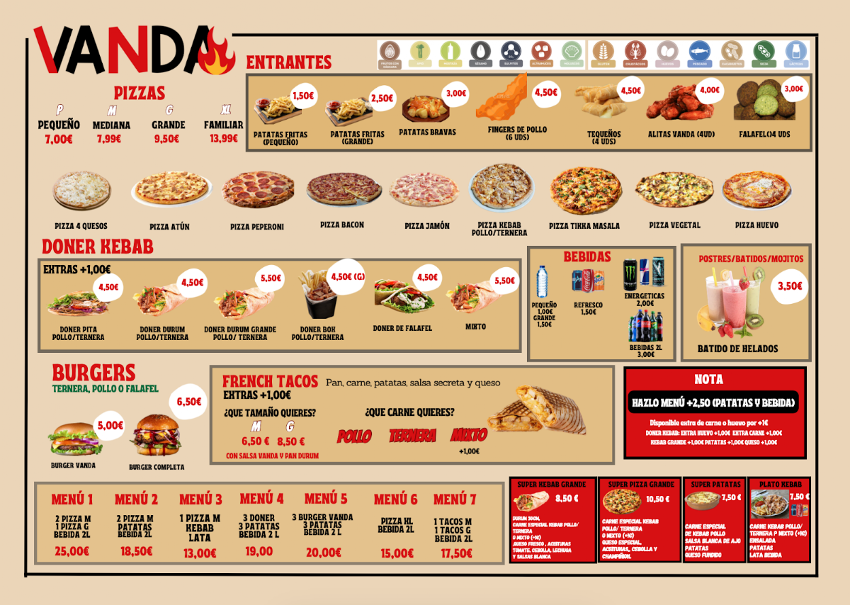 Vanda Pizzeria y Kebab halal en Valencia Photo Menu 1