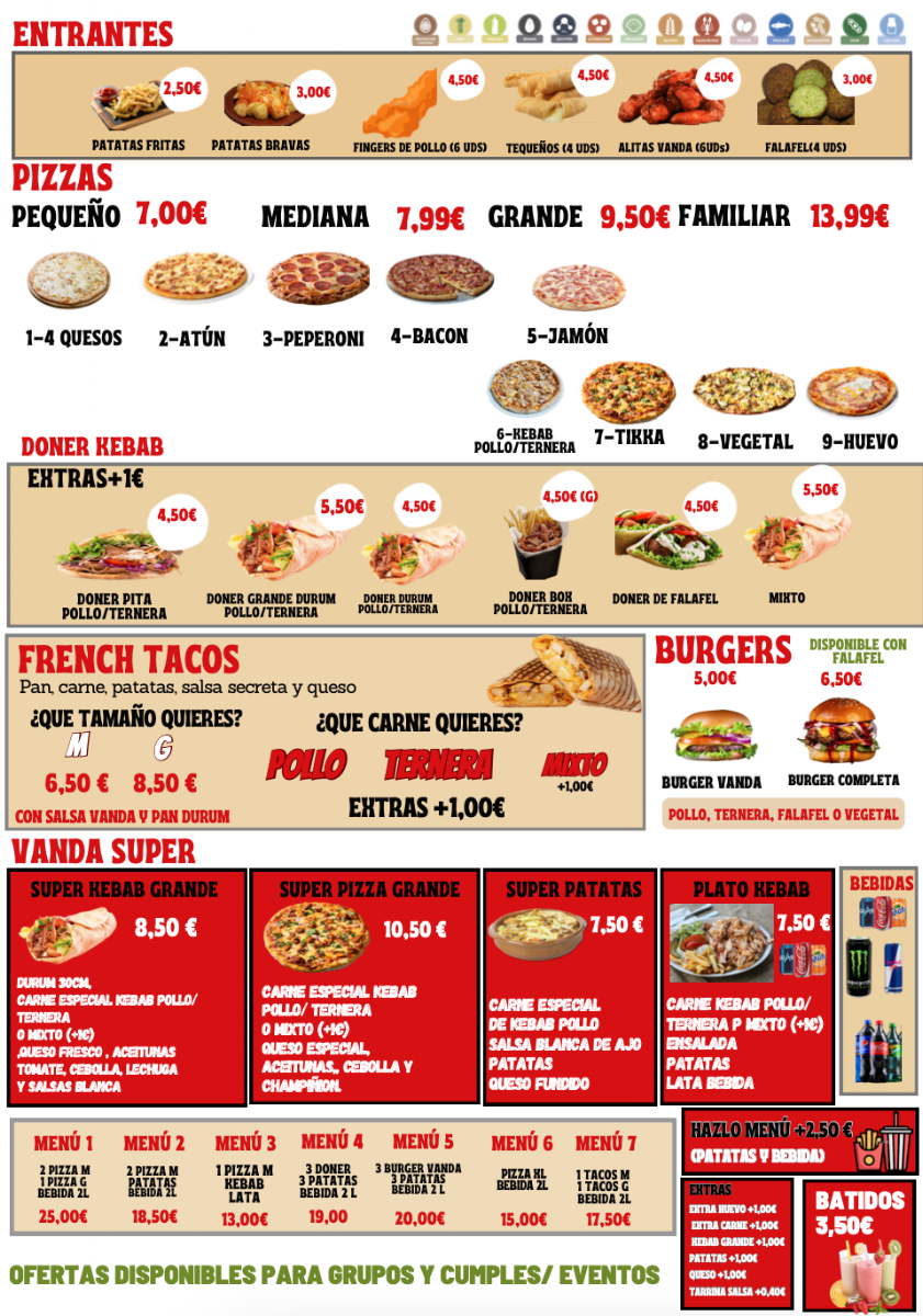 Vanda Pizzeria y Kebab halal en Valencia Photo Menu 2