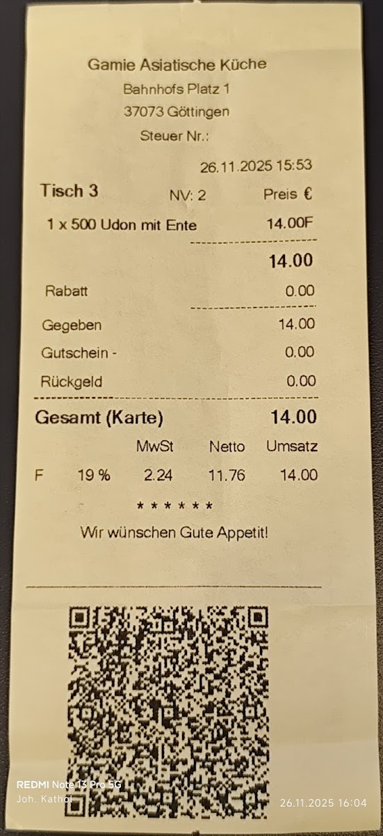 gāmie - Göttingen Photo Menu 6