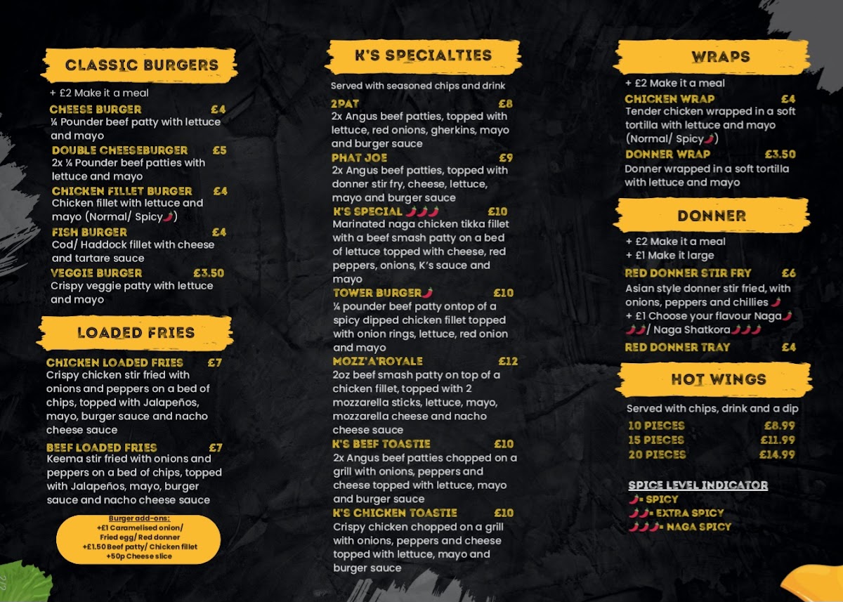 Ks Burgerz Photo Menu 1